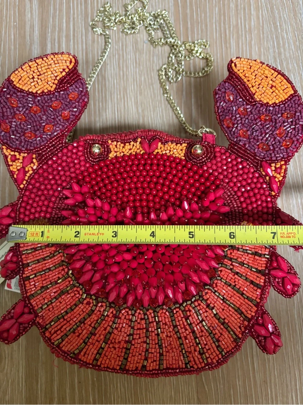 🦀 Viral Beaded Crab Bag with Gold Chain Strap